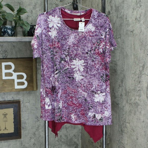 NWT Printed Burnout Top & Tank Top Set Large Dark - Picture 3 of 6